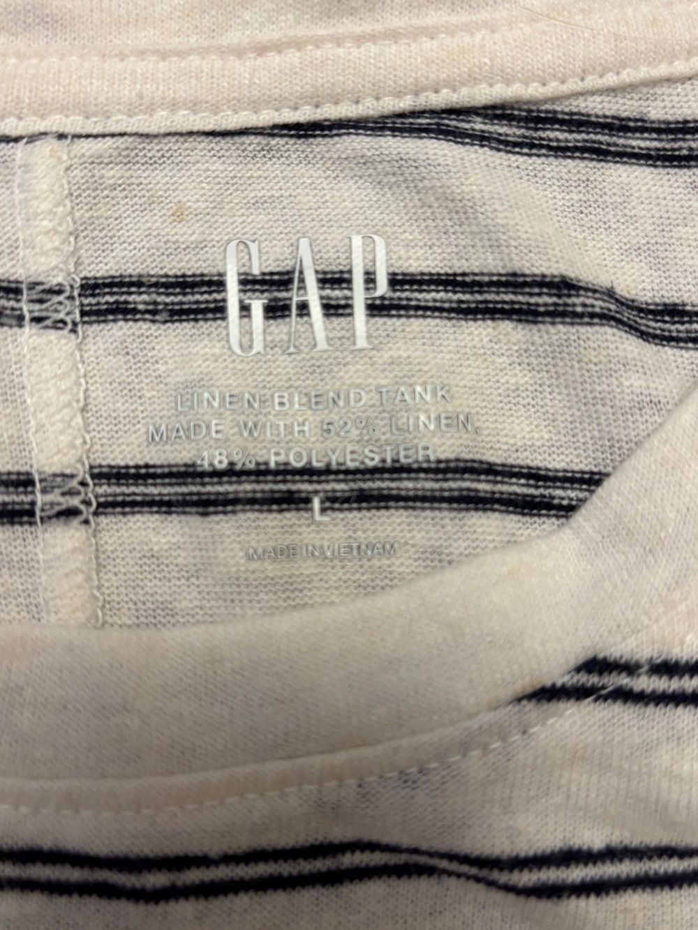 GAP Cream and Navy Striped Sleeveless Tank Top - Picture 2 of 2